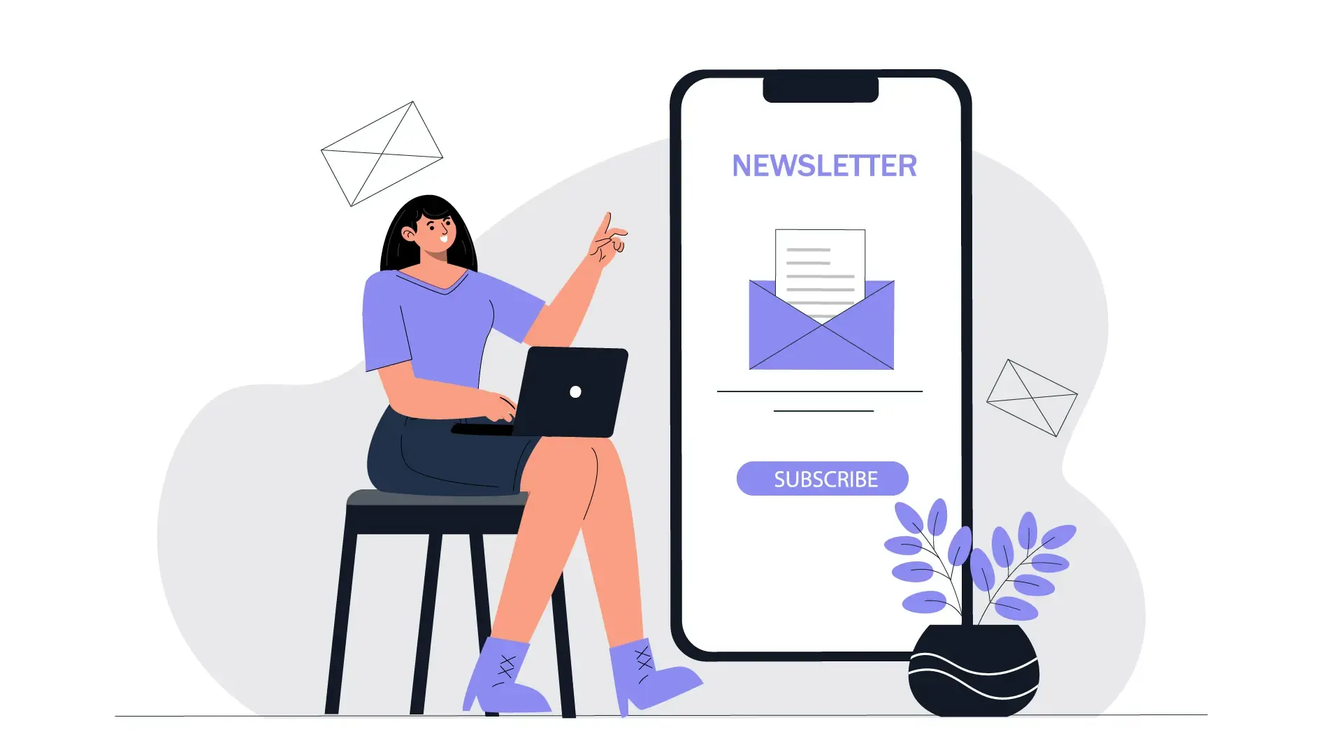 Flat 2D Vector Illustration of Newsletter Subscription Concept